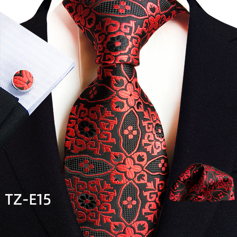 Men's Paisley Tie Square Scarf Pocket Square Cufflinks Three-piece Set