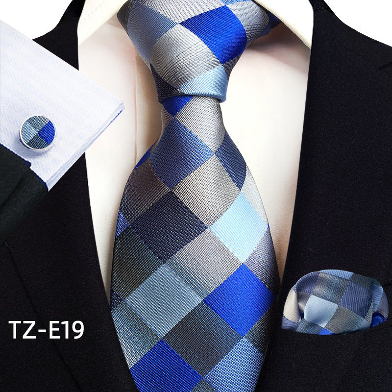 Men's Paisley Tie Square Scarf Pocket Square Cufflinks Three-piece Set