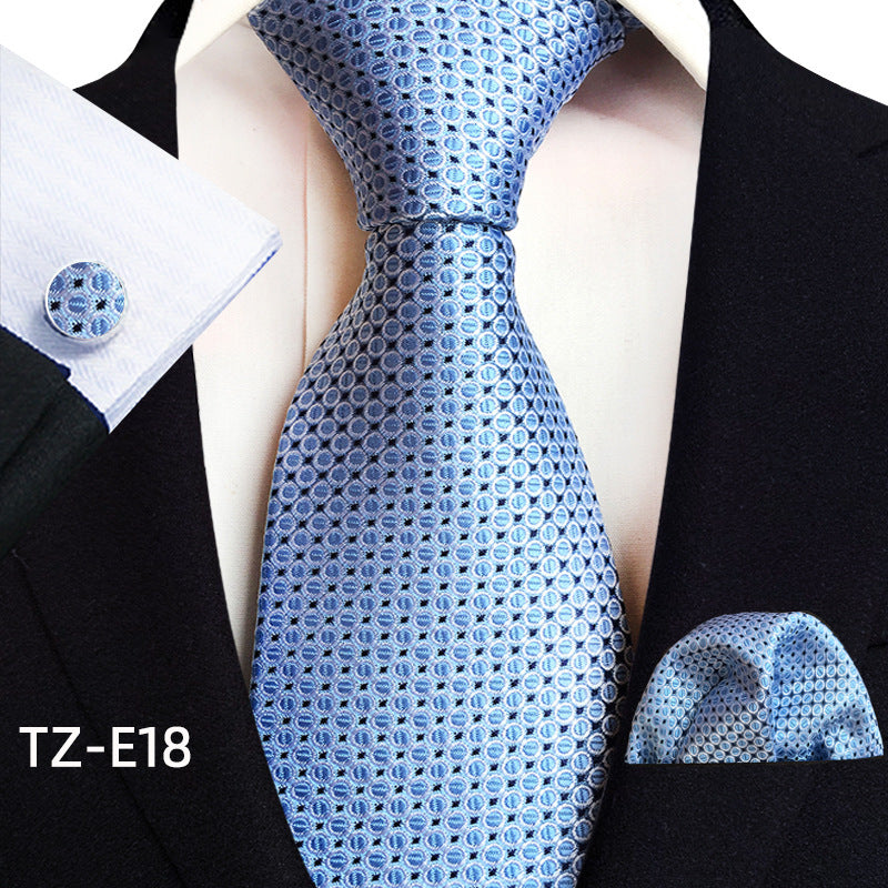 Men's Paisley Tie Square Scarf Pocket Square Cufflinks Three-piece Set