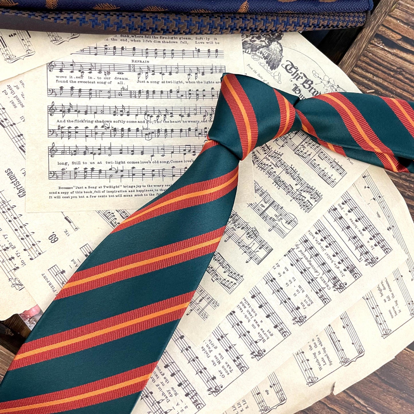 Men's Ties Retro Coffee Color Orange Red Striped Tie Hand Hit 8CM