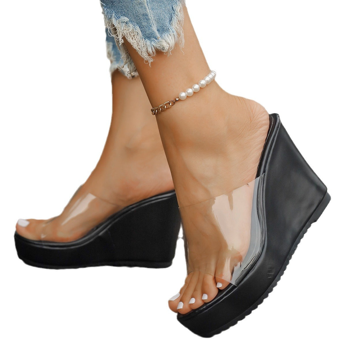 Fashion Wedge Transparent  Sandals