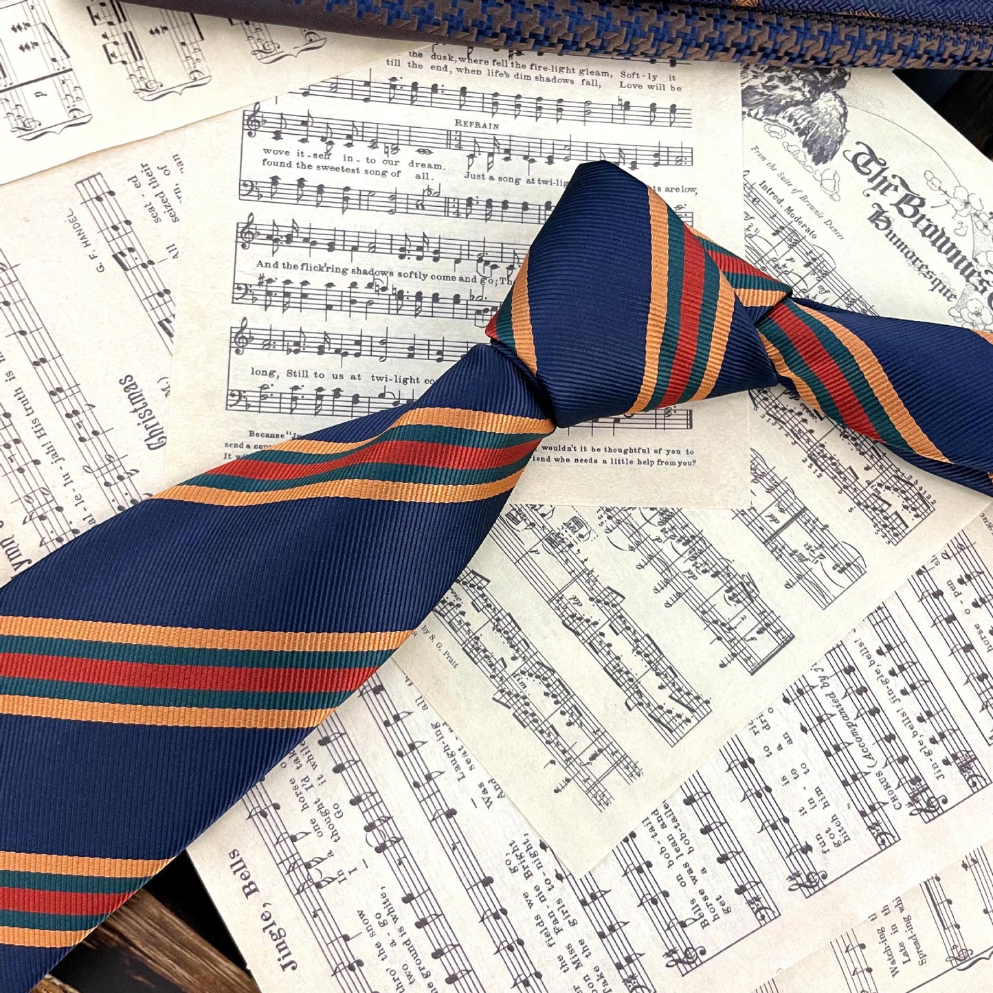 Men's Ties Retro Coffee Color Orange Red Striped Tie Hand Hit 8CM