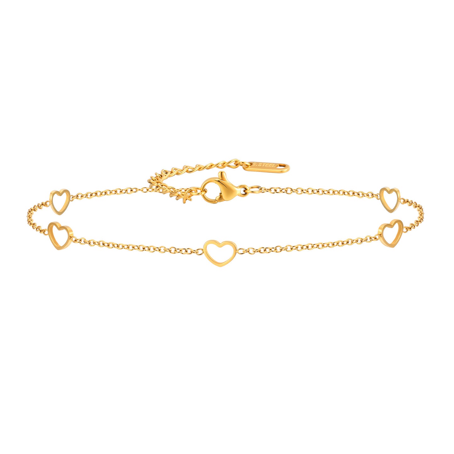 1 Piece Stainless Steel Five Hollow Heart Shaped Love Anklets