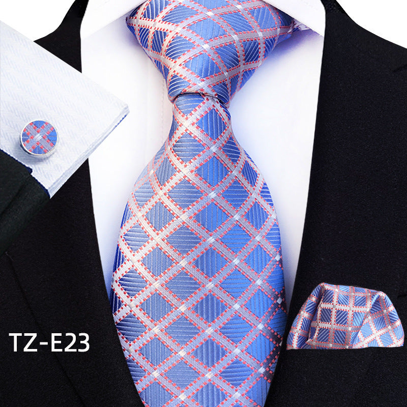 Men's Paisley Tie Square Scarf Pocket Square Cufflinks Three-piece Set