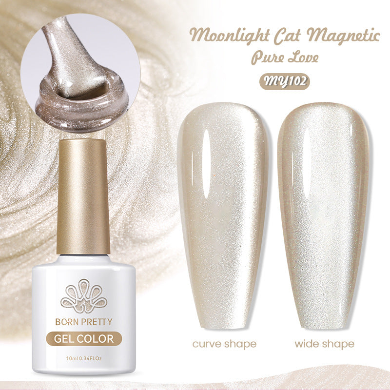 Mirror Porcelain White Cat's Eye White Moonlight Gel Nail Polish