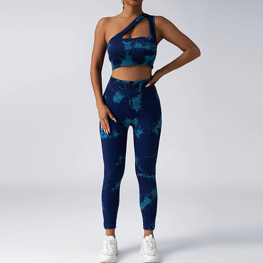 Seamless Knitted Tie-dye Yoga Suit Women