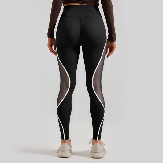 High Waist Yoga Pants Mesh Panels