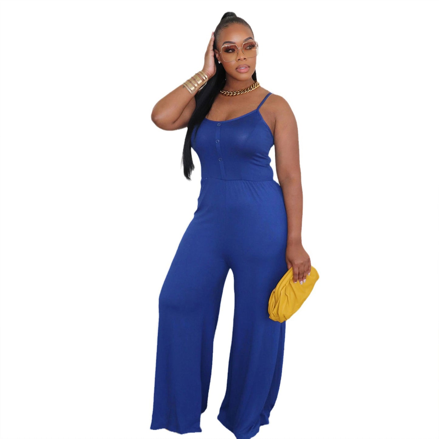 Sexy European And American Solid Color Sling One-piece