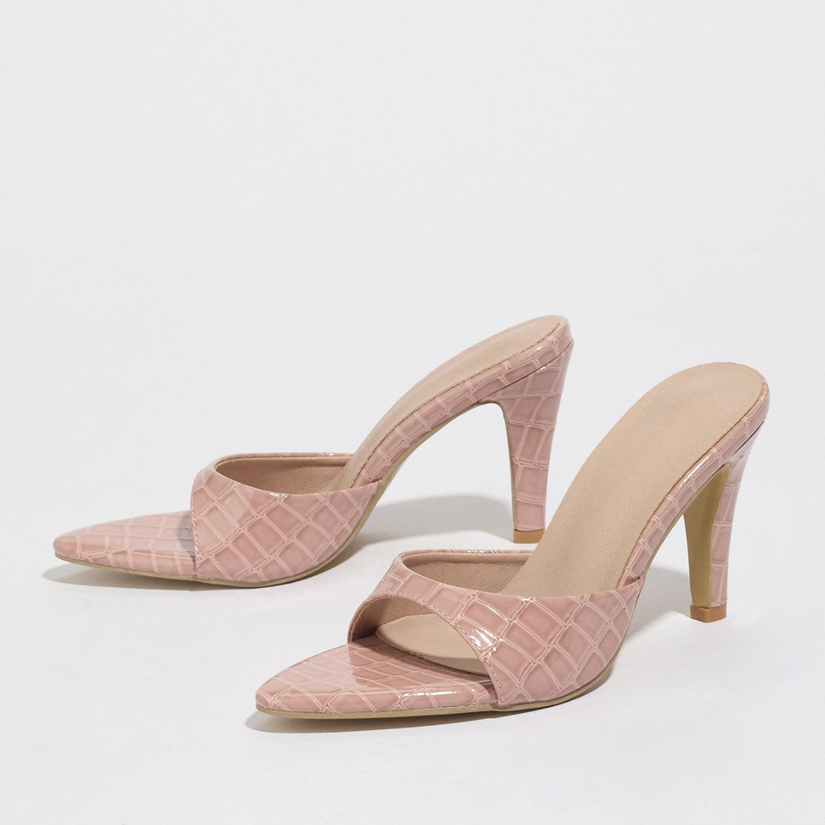 Pointed Toe Open Toe Stiletto Heel Slippers