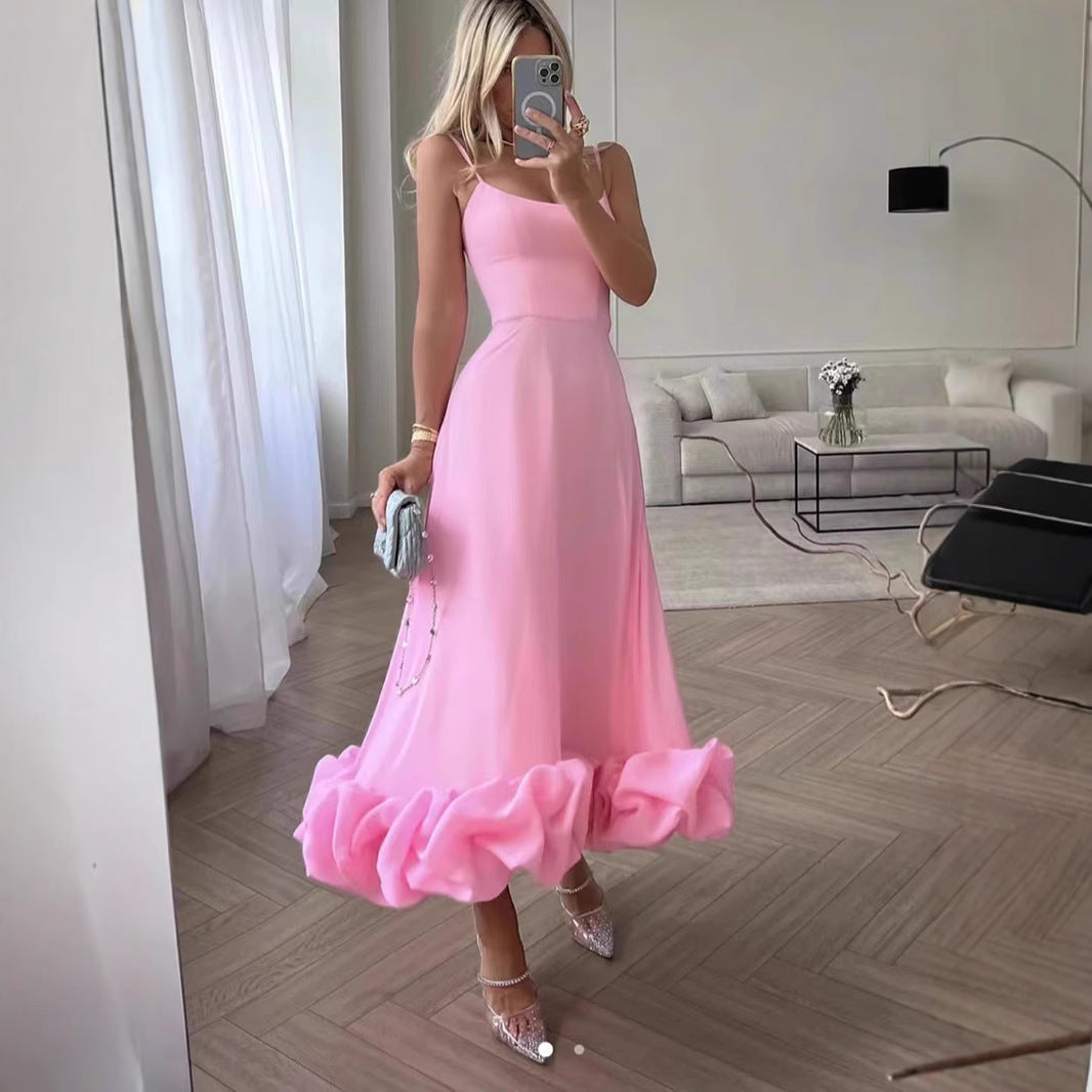 Women's Large Swing Three-dimensional Flower Line Skirt