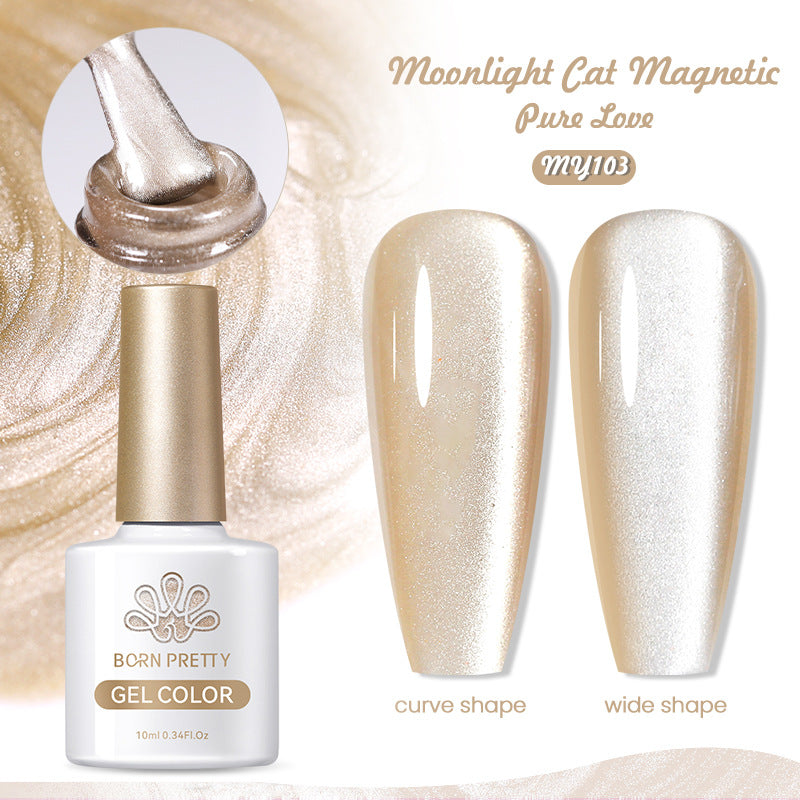 Mirror Porcelain White Cat's Eye White Moonlight Gel Nail Polish