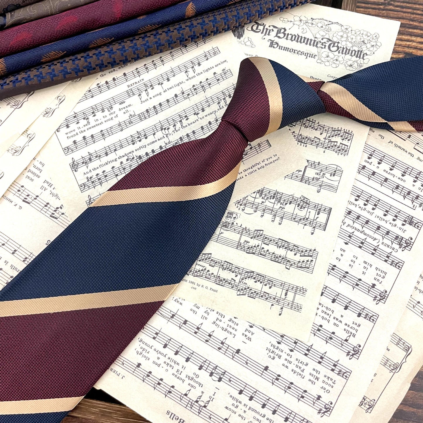 Men's Ties Retro Coffee Color Orange Red Striped Tie Hand Hit 8CM
