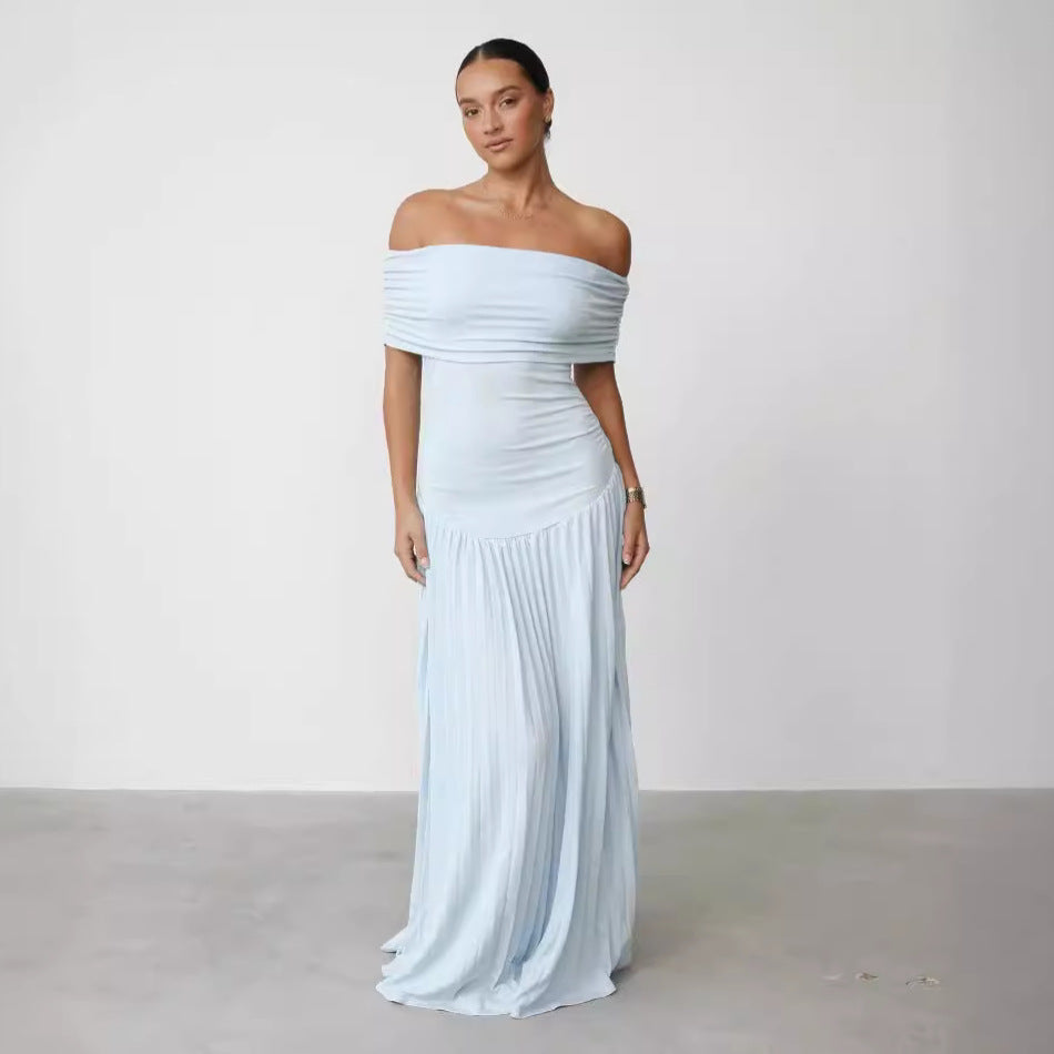 Off-shoulder Pleated New Versatile Dress