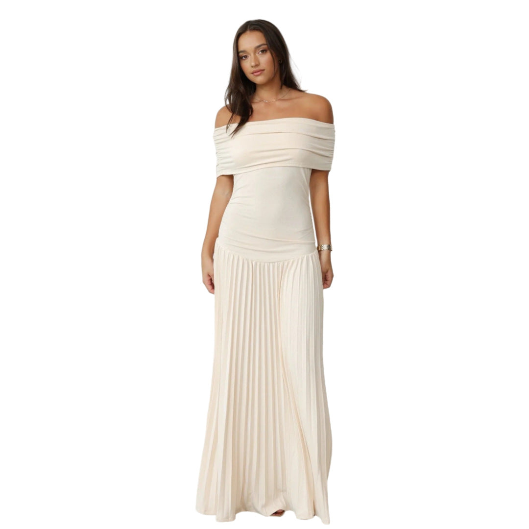 Off-shoulder Pleated New Versatile Dress