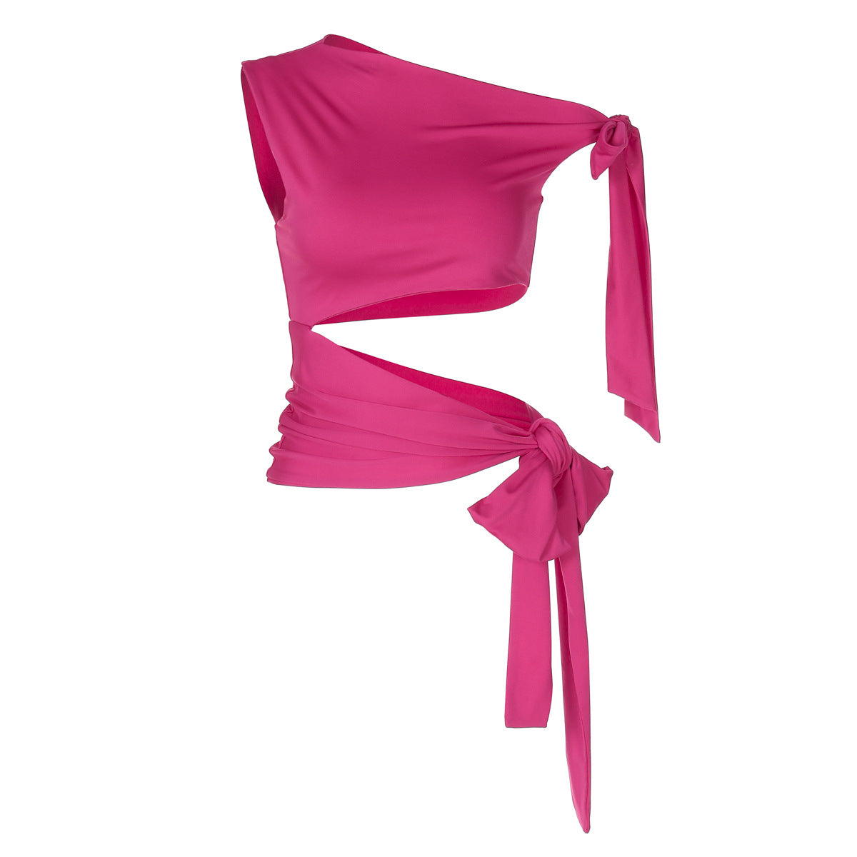 Retro Ribbon Sleeveless Sexy Solid Color Slim Vest