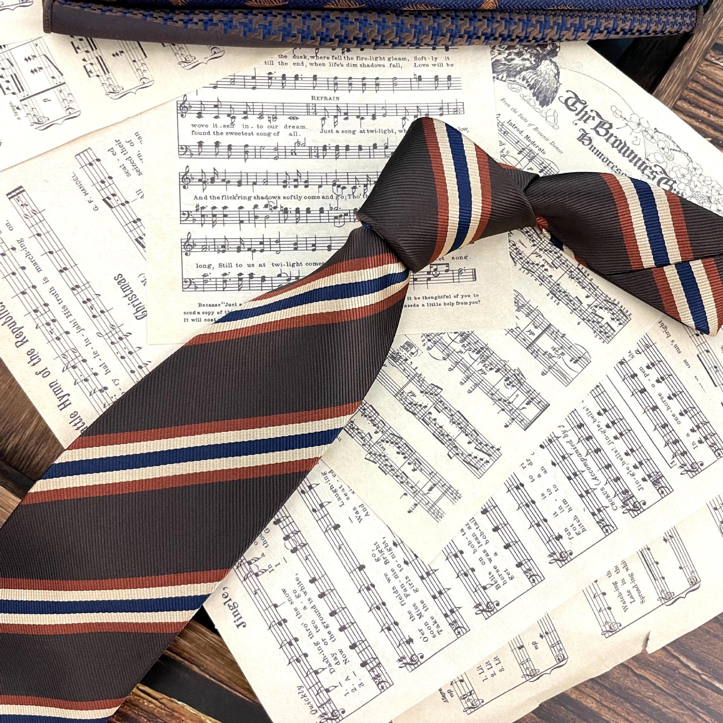 Men's Ties Retro Coffee Color Orange Red Striped Tie Hand Hit 8CM