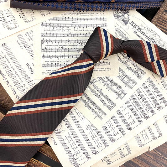 Men's Ties Retro Coffee Color Orange Red Striped Tie Hand Hit 8CM