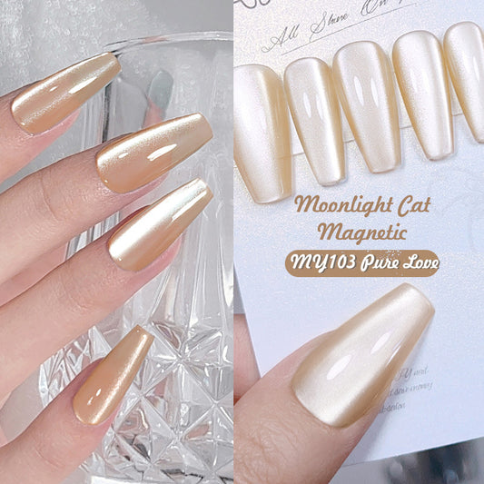 Mirror Porcelain White Cat's Eye White Moonlight Gel Nail Polish