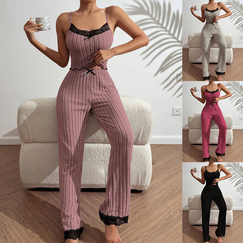 Love Sling Vest Pajamas Women Can Outer Wear Trousers Two-piece Suit
