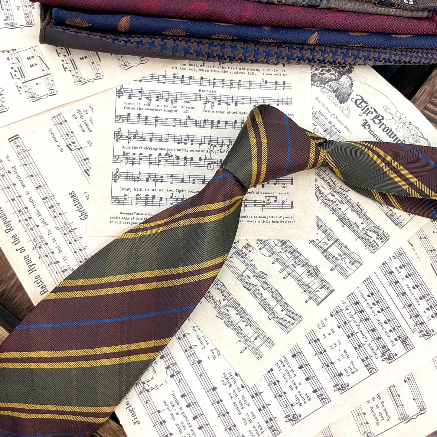 Men's Ties Retro Coffee Color Orange Red Striped Tie Hand Hit 8CM
