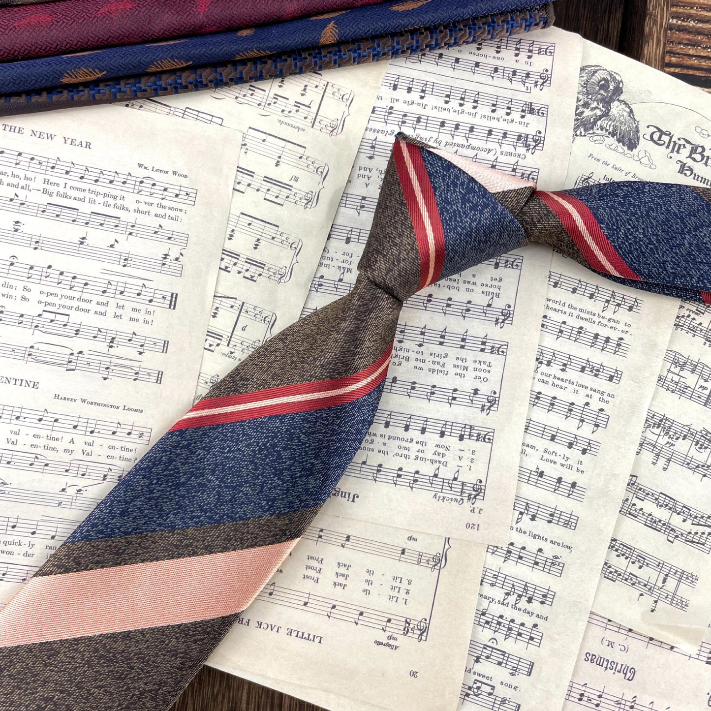 Men's Ties Retro Coffee Color Orange Red Striped Tie Hand Hit 8CM