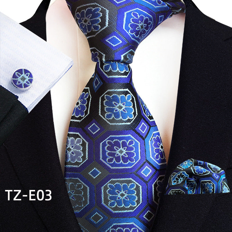 Men's Paisley Tie Square Scarf Pocket Square Cufflinks Three-piece Set