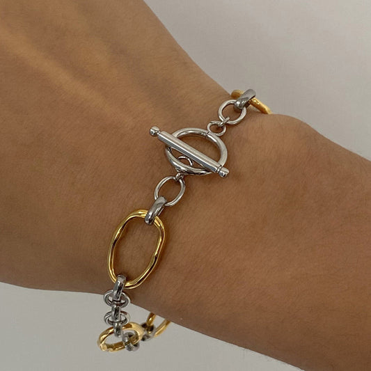 European And American Stainless Steel Color Matching Bracelet High Sense Style