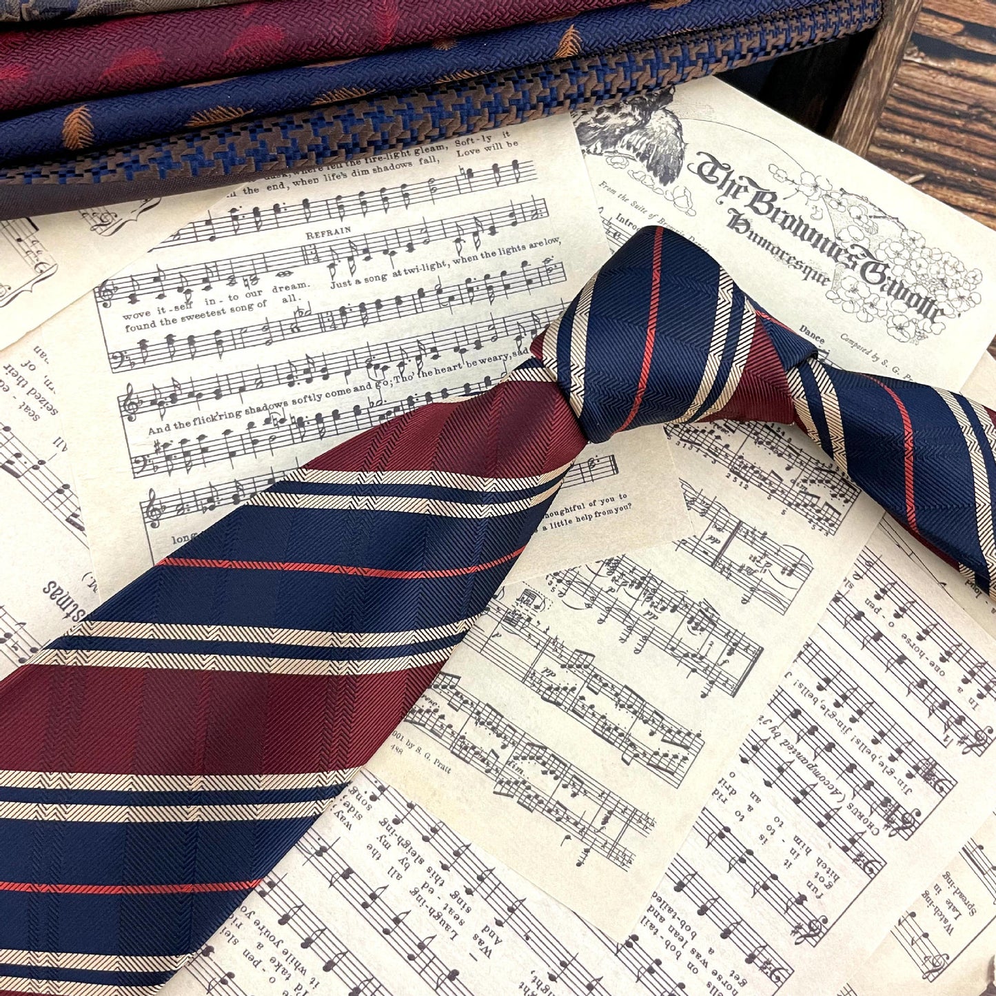 Men's Ties Retro Coffee Color Orange Red Striped Tie Hand Hit 8CM