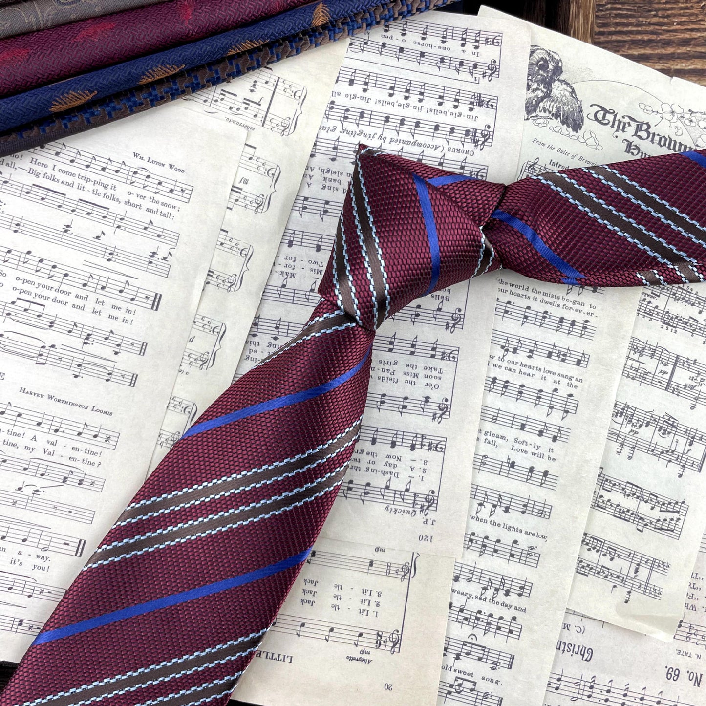 Men's Ties Retro Coffee Color Orange Red Striped Tie Hand Hit 8CM