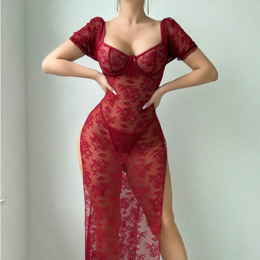 Sexy See through Lace Sheath Dress Passion Sexy Lingerie Women