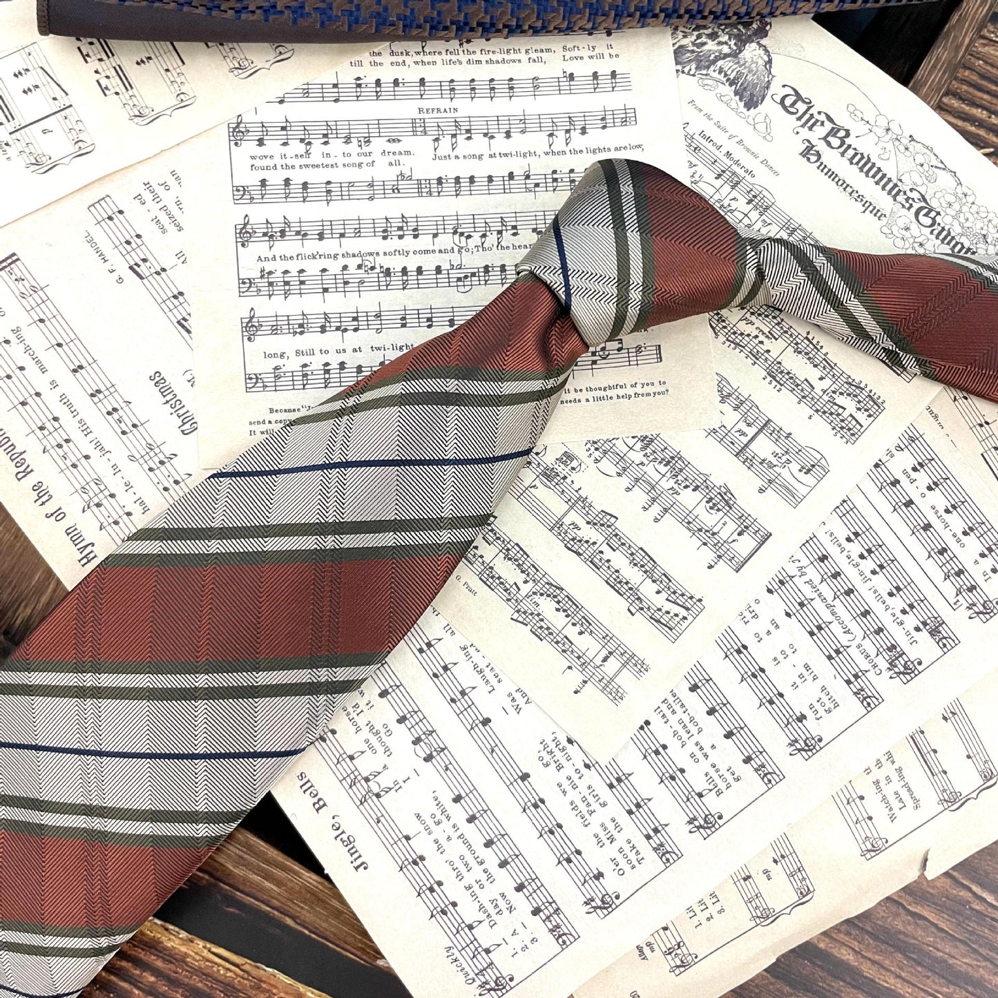 Men's Ties Retro Coffee Color Orange Red Striped Tie Hand Hit 8CM