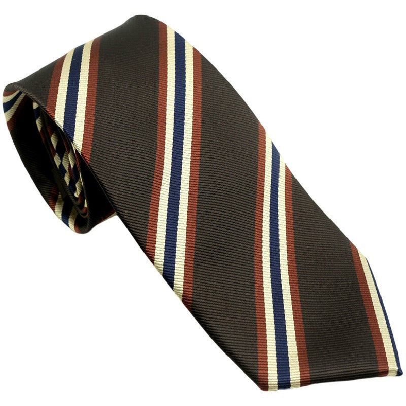 Men's Ties Retro Coffee Color Orange Red Striped Tie Hand Hit 8CM