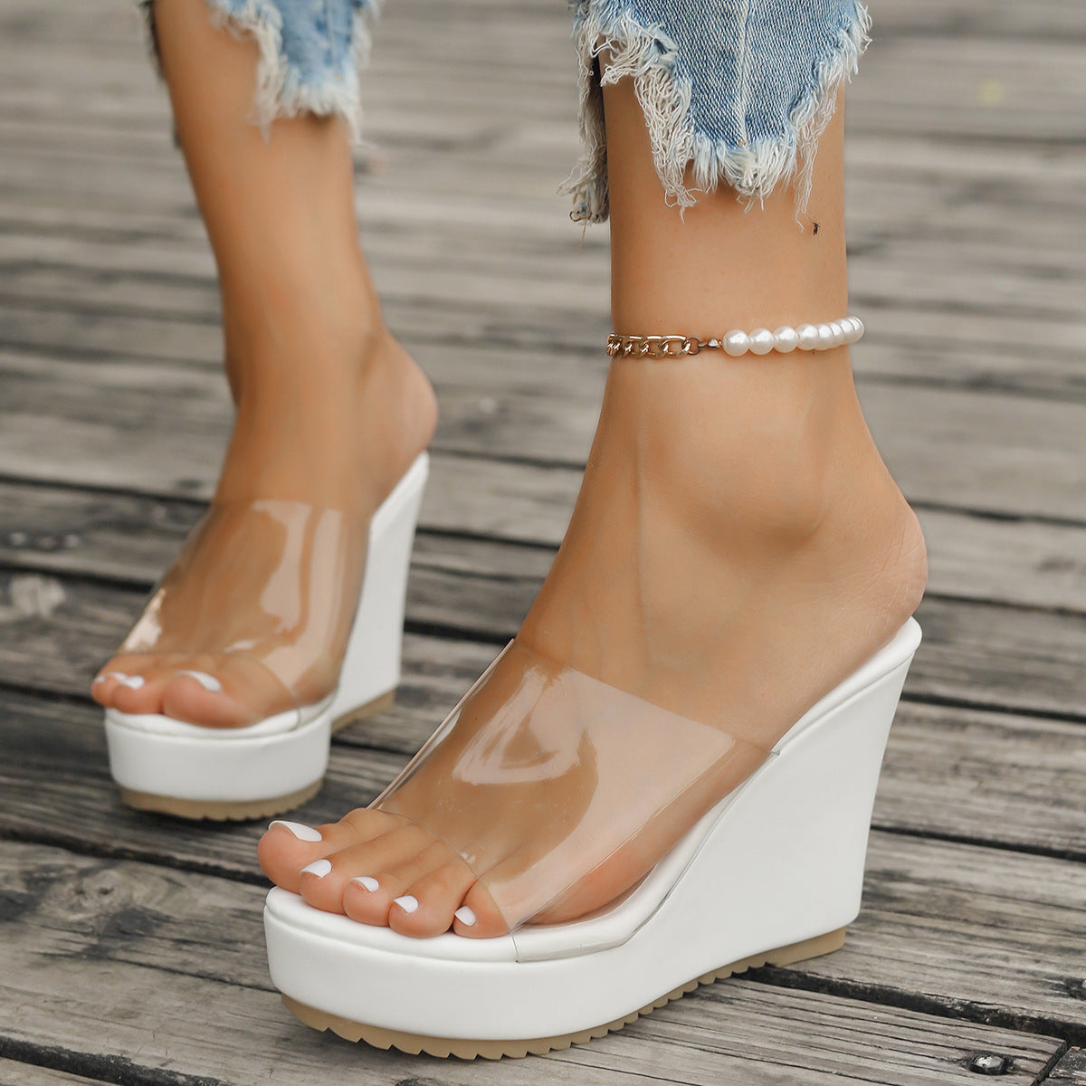 Fashion Wedge Transparent  Sandals