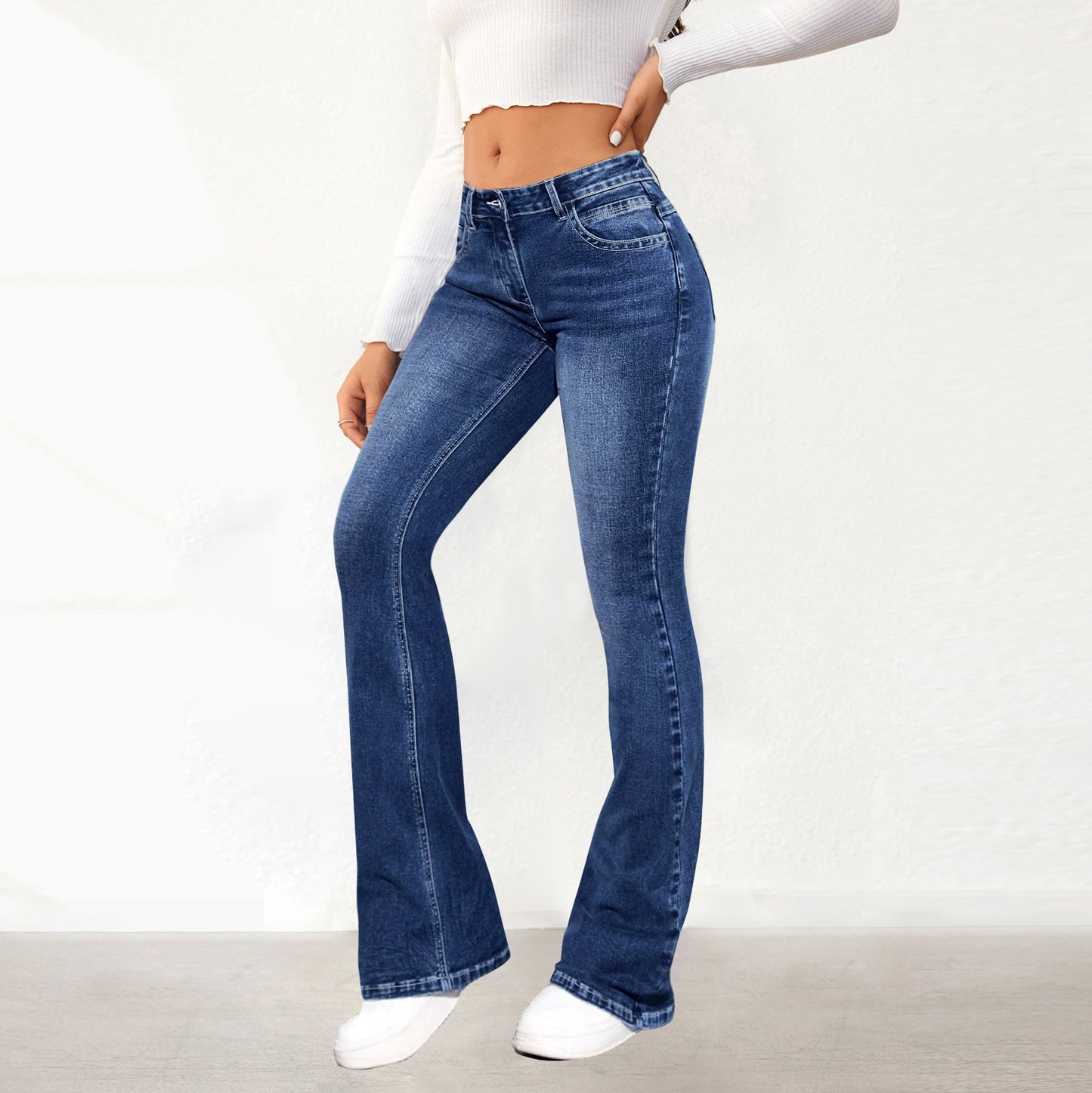 Women's Stretch Pants Denim Retro Washed