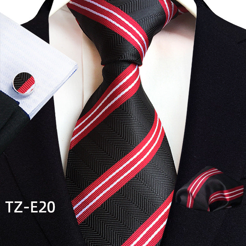 Men's Paisley Tie Square Scarf Pocket Square Cufflinks Three-piece Set