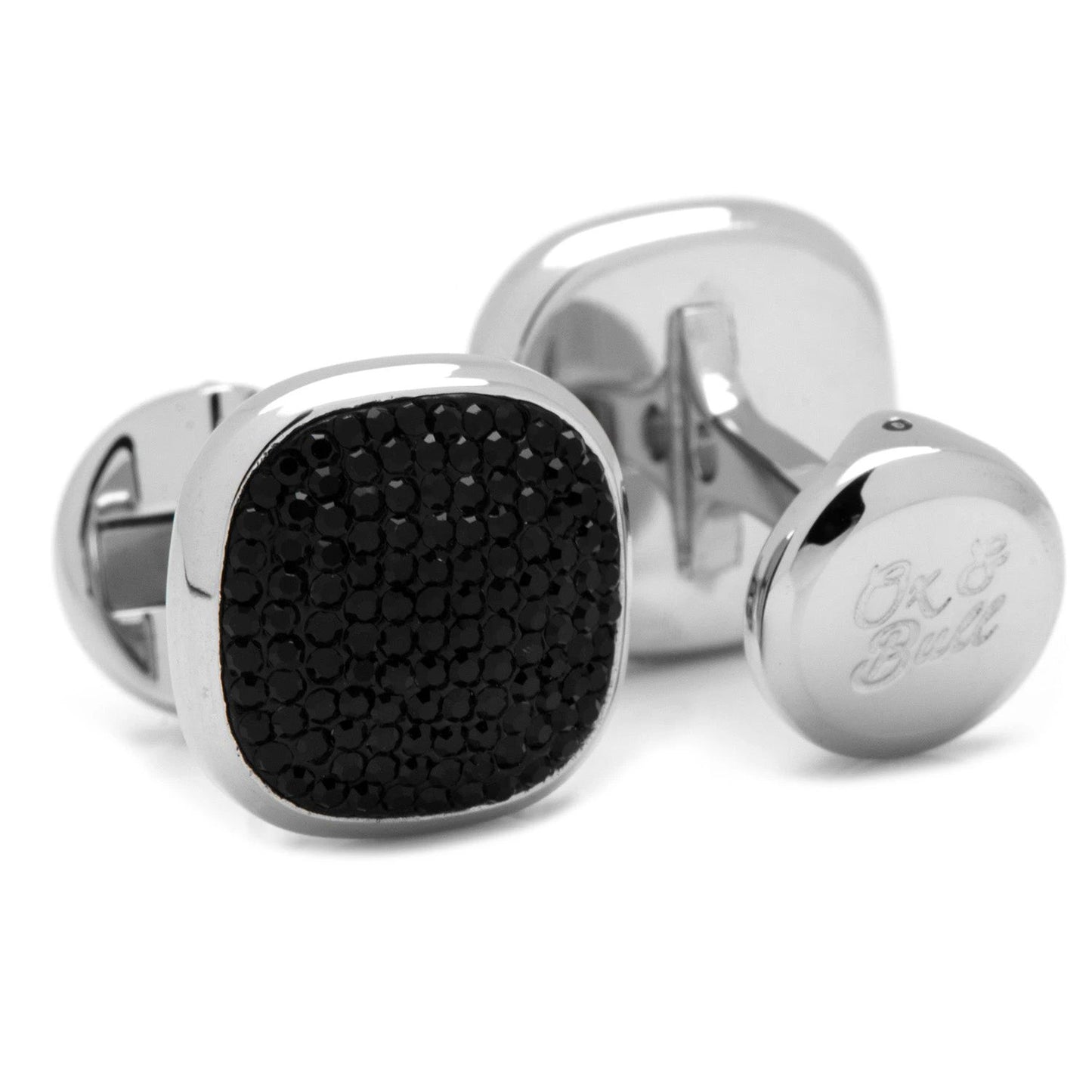 Stainless Steel Black Pave Crystal 5-Stud Set by Cufflinks.com