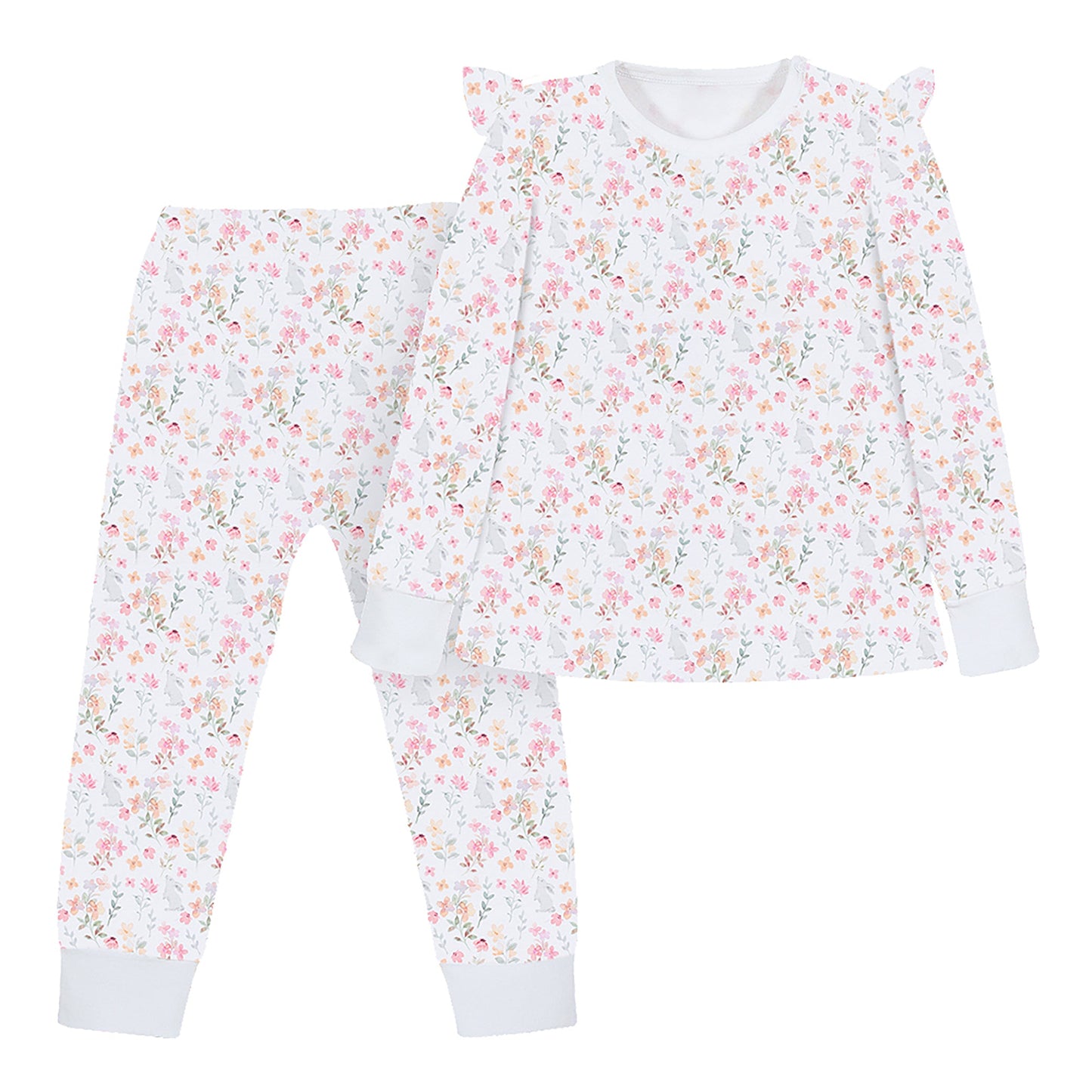 Winter Flowers Pima Long Pajama Set