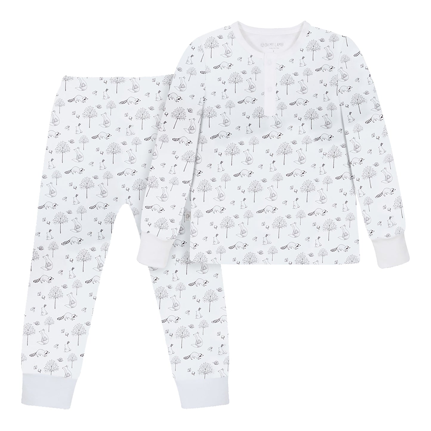 Gray Raccoon Pima Long Pajama Set