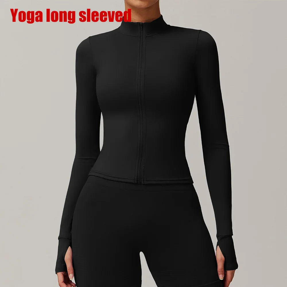 FitFlex Long Sleeve Zip Yoga Crop Top Jacket