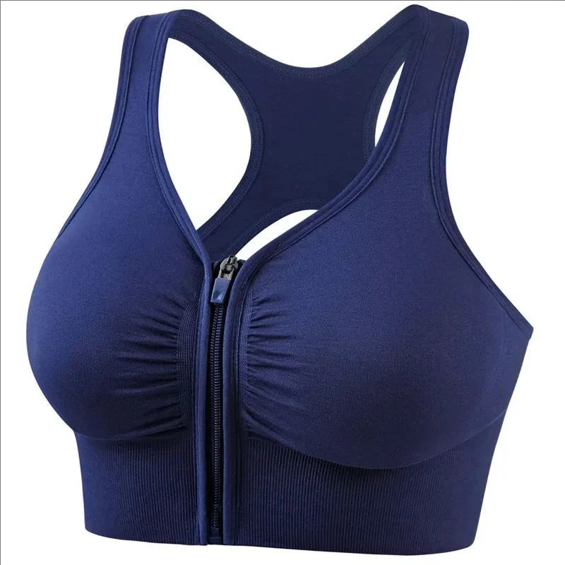 Women's sports bra front zipper design