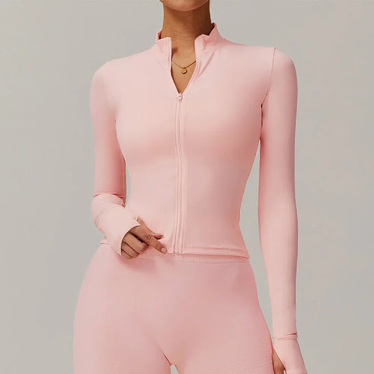 FitFlex Long Sleeve Zip Yoga Crop Top Jacket
