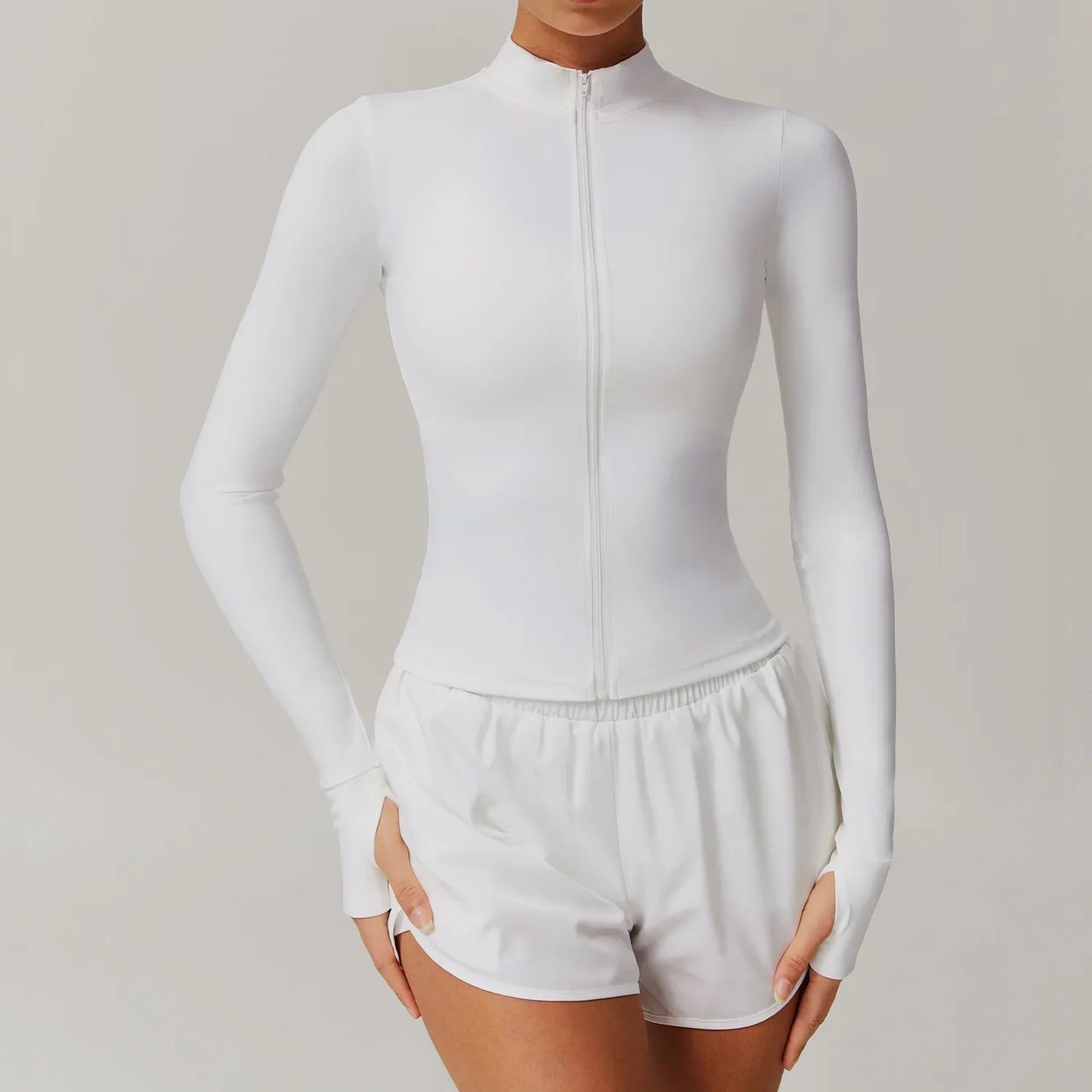 FitFlex Long Sleeve Zip Yoga Crop Top Jacket