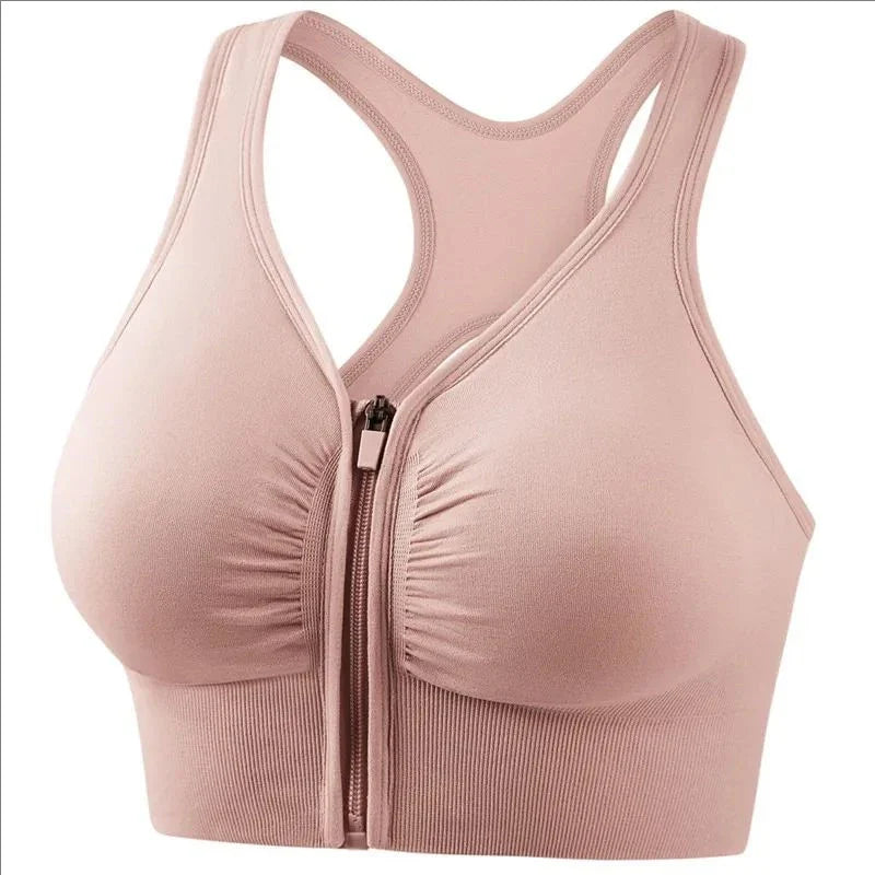 Women's sports bra front zipper design