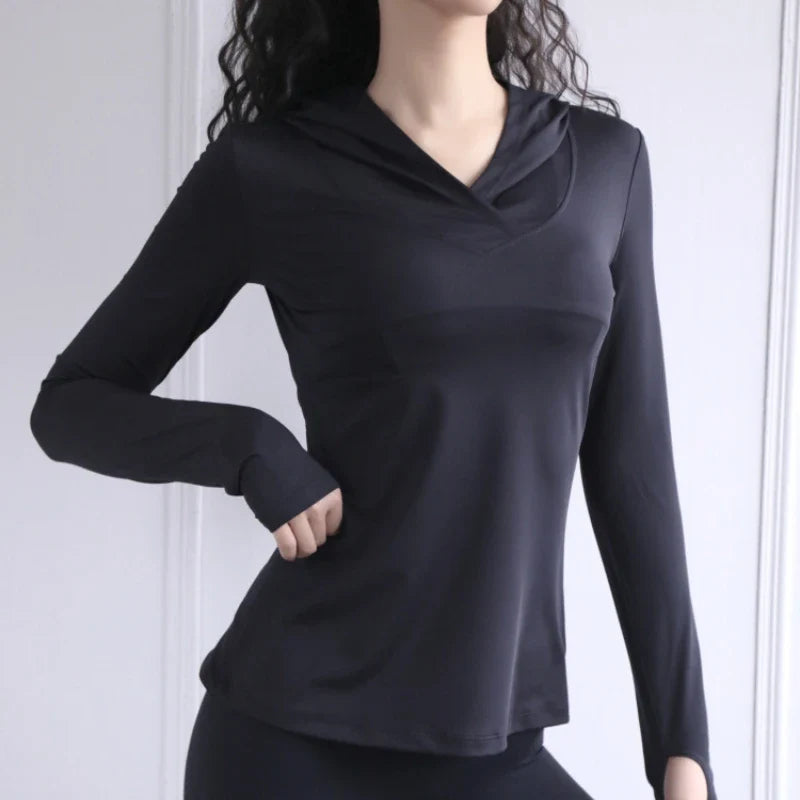 BreatheFit Women's Long Sleeve Yoga Hoodie Top