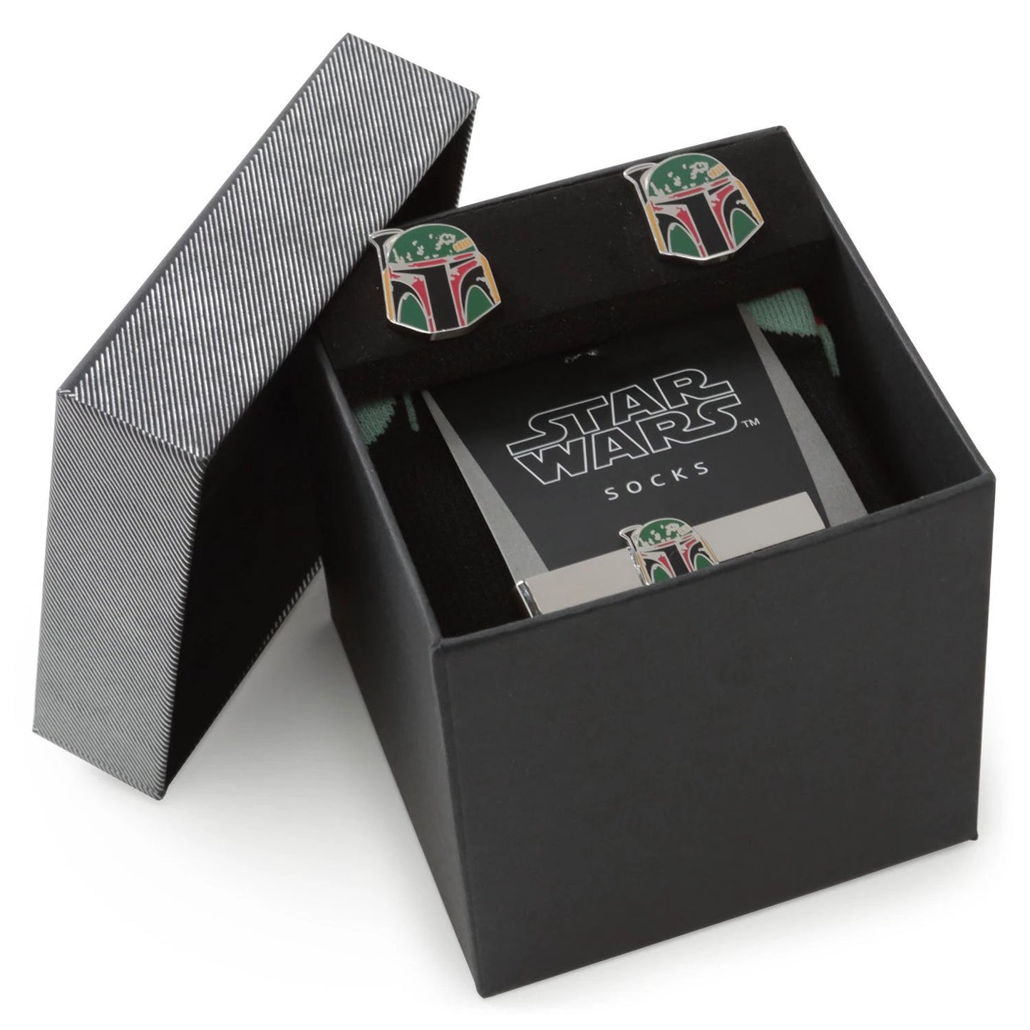 Star Wars Boba Fett Cufflinks, Tie Bar, and Dress Socks Gift Set by Cufflinks.com