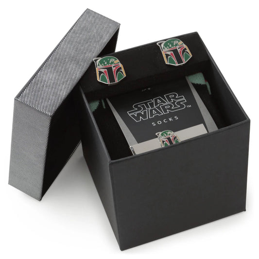 Star Wars Boba Fett Cufflinks, Tie Bar, and Dress Socks Gift Set by Cufflinks.com