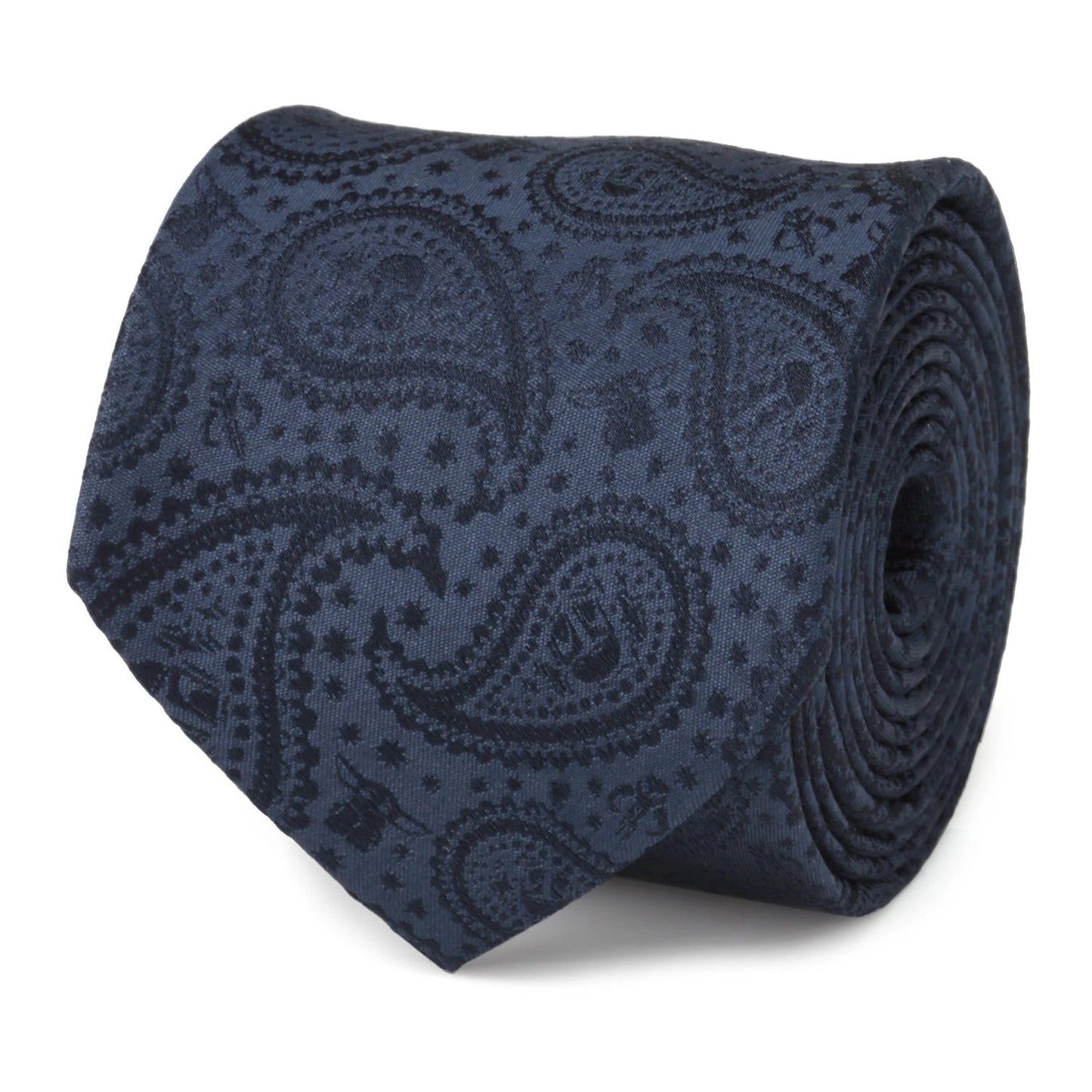 Star Wars Mandalorian and Grogu Navy Paisley Tie, Grogu Tie Bar, and Lapel Pin Gift Set by Cufflinks.com