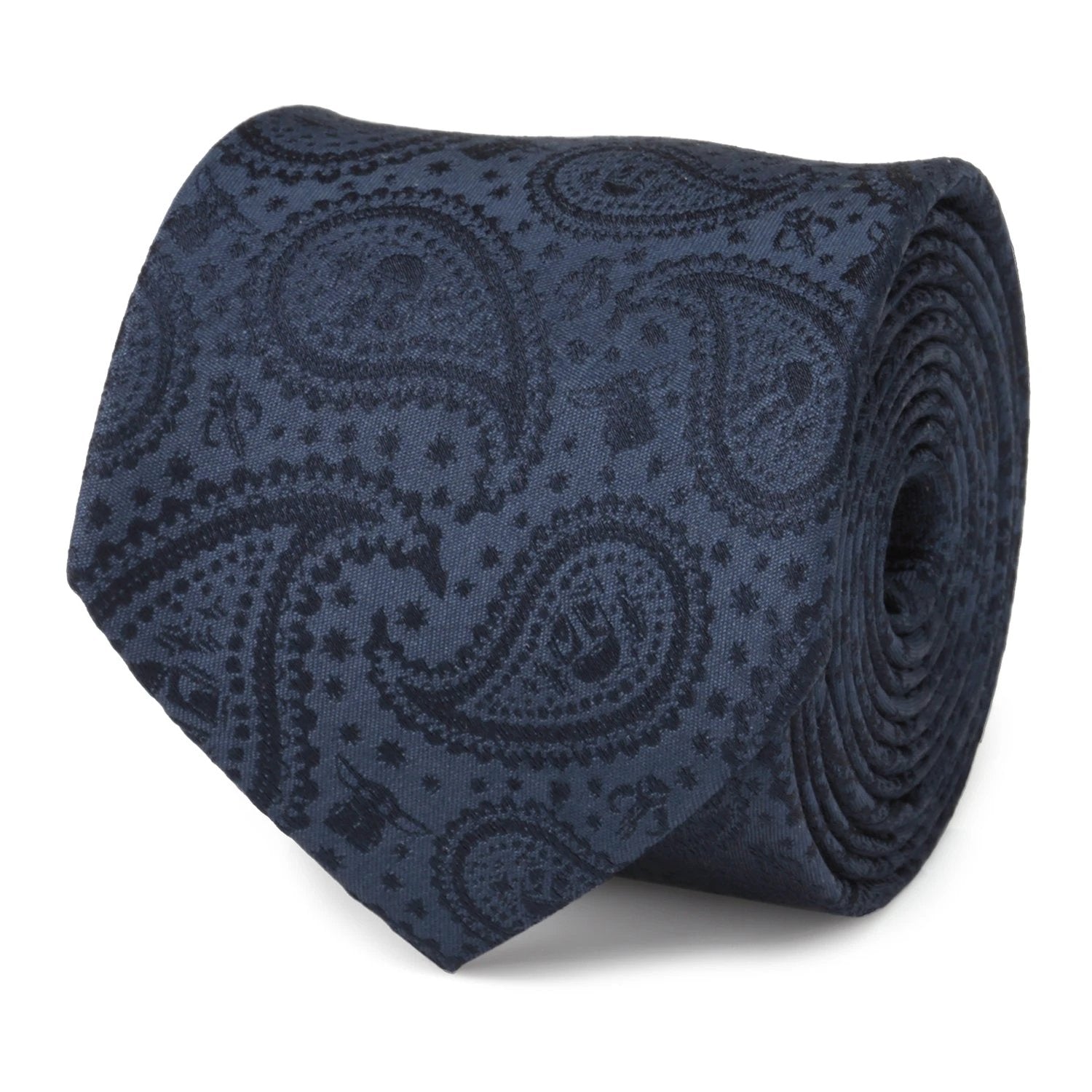 Star Wars Mandalorian and Grogu Navy Paisley Tie, Grogu Tie Bar, and Lapel Pin Gift Set by Cufflinks.com