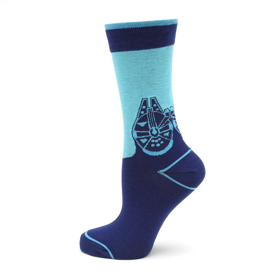 Star Wars Millennium Falcon Blue Mod Dress Socks and Rebel Crest Lapel Pin Gift Set