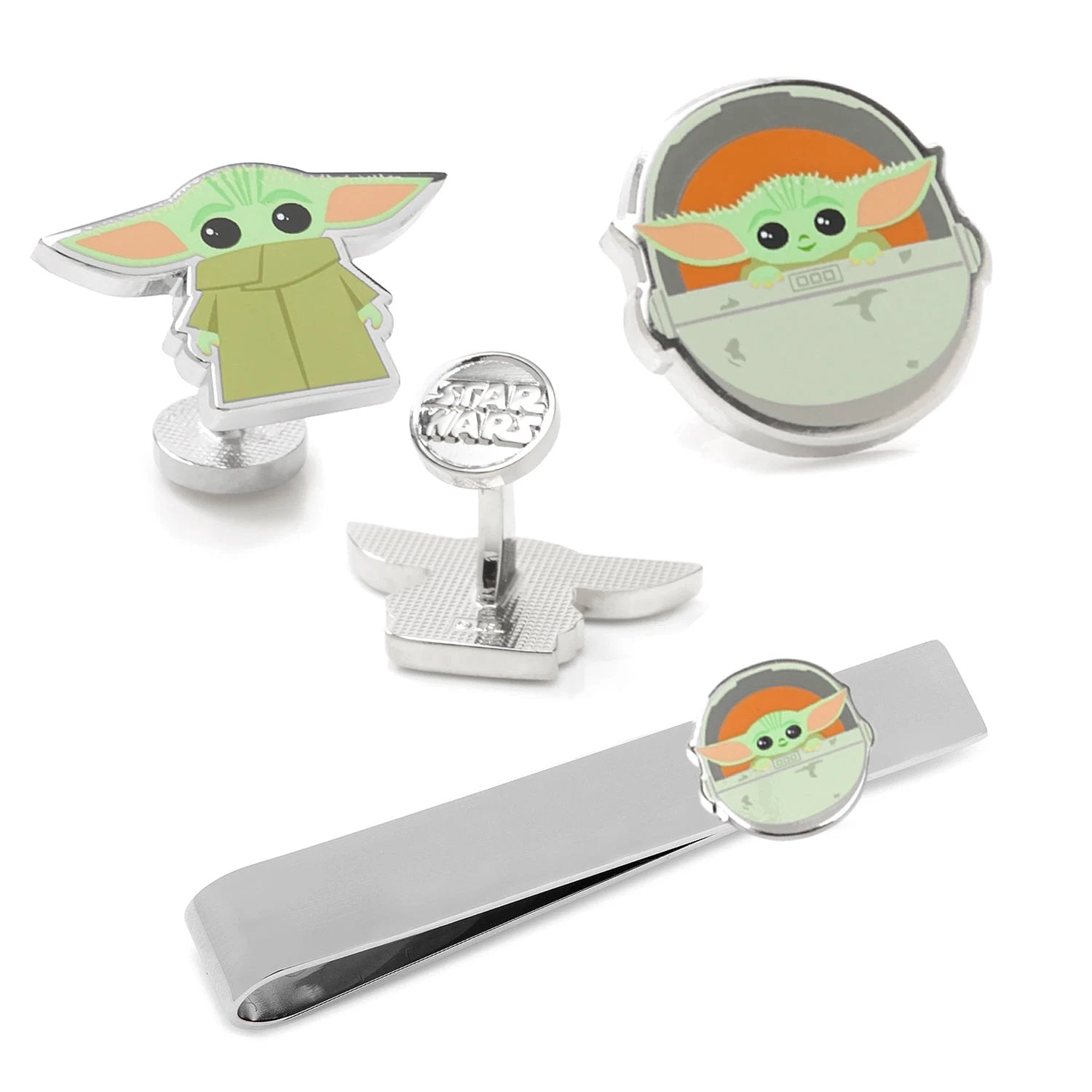 Star Wars Grogu Cufflinks, Tie Bar, and Lapel Pin Gift Set by Cufflinks.com